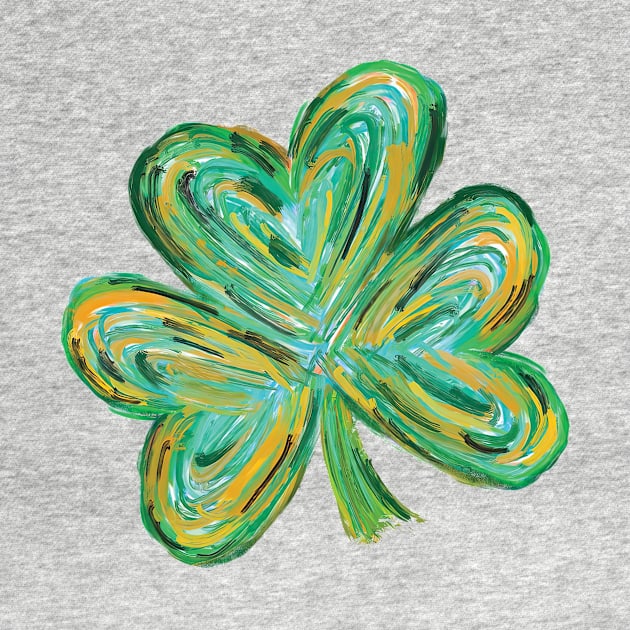 Cute St Patricks Four Leaf Clover Watercolor by TDH210